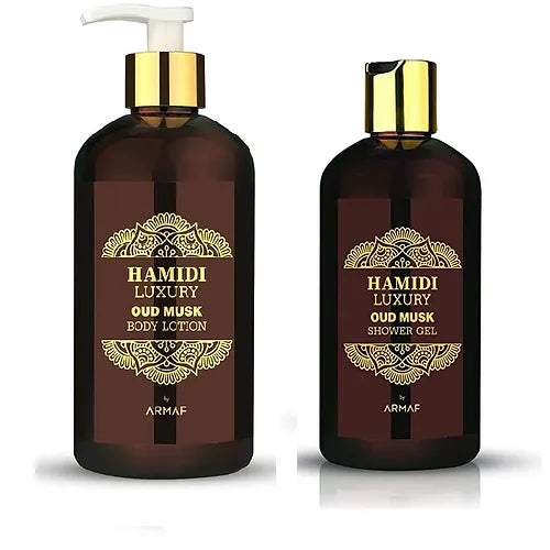 Hamidi Luxury Oud Musk 2pc Set .16.9 oz Body Lotion /16.9 oz Shower Gel